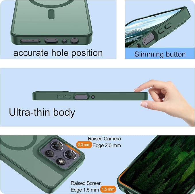 for Motorola Moto G Power 2025 Case & G Power 2026 Phone Case: Translucent Matte Compatible with Magsafe [Military Grade Protection] with Screen Protector Shockproof for G Power 2025/2026,Dark Green