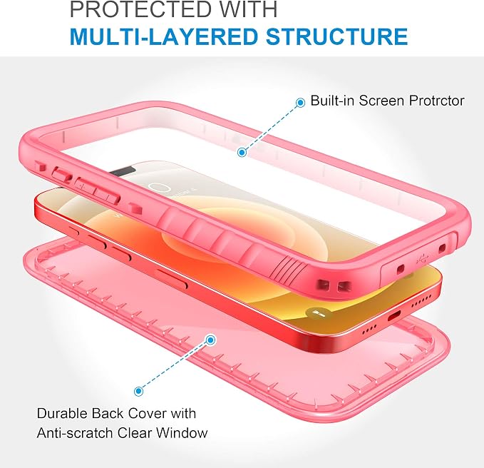 SPORTLINK for iPhone SE 3rd 2022/iPhone SE 2nd 2020/iPhone 7/8 Waterproof Case - Built in Screen Protector Full Body Shockproof Dustproof IP68 Waterproof Case for iPhone SE3/SE2/7/8 Frosted Pink