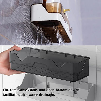 2-Pack Adhesive Shower Caddy, Shower Shelves with Hooks, No Drilling Shower Racks for inside shower & Kitchen Storage (Gold)