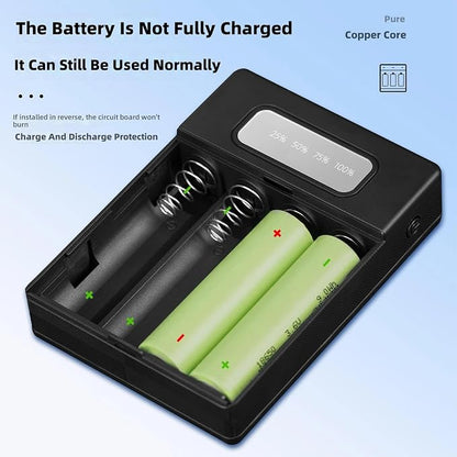 Battery Holder Case for Phone Electronics Fast Charging Portable Charging Power Shell 18650 Battery Box Case Shell ABS Enclosure White