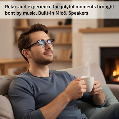 AI Smart 5.4 Bluetooth Glasses with Open Ear Speaker, Voice Assistant Compatible,Real-Time Translation,Auto Color-Changing Lenses for Business&Outdoor Activities.
