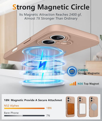 FNTCASE for iPhone 17 Case: [Compatible with Magsafe] Integrated Silicone Phone Cases with [Full Camera Protection] [Screen Protector] Military Grade Shockproof Protective Cover