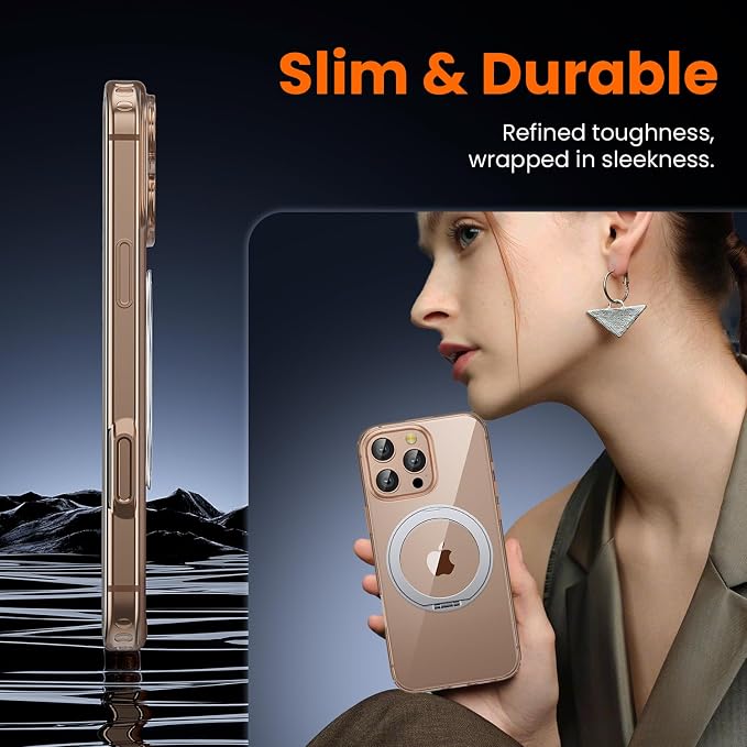 3 in 1 for iPhone 16 Pro Max Case Stand |Build in Kickstand,Screen Protector *1 & Camera Lens Protector*1, Not Yellowing, Fits MagSafe, Military-Grade Protection