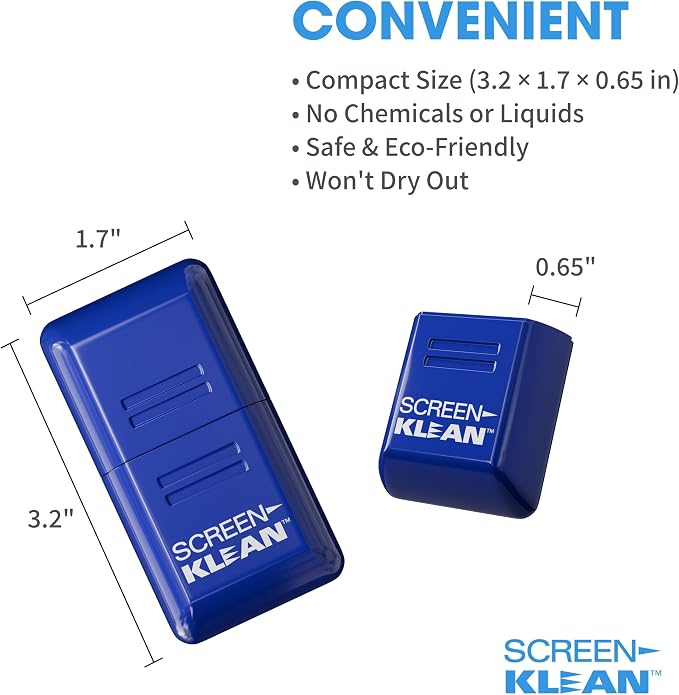 ScreenKlean Tablet Screen Cleaner - Compatible with iPad, Android & Amazon Tablet - with Carbon Microfiber Tech-Injected Blue-1 Count (Pack of 1)