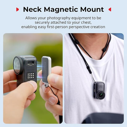 SmallRig Magnetic Mount for DJI Osmo Nano, for Insta360 GO 3S, with Neck Strap, Wrist Strap, Anti-Loss Hanging Hole Design, Neck Mount POV/Vlog Selfie