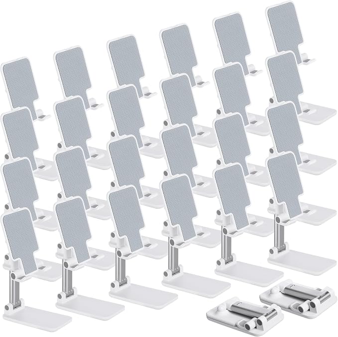 48 Pcs Cell Phone Stand for Desk Phone Holder Stand Foldable Angle Height Adjustable Portable Holder Tablet for Office Travel Photography (White)