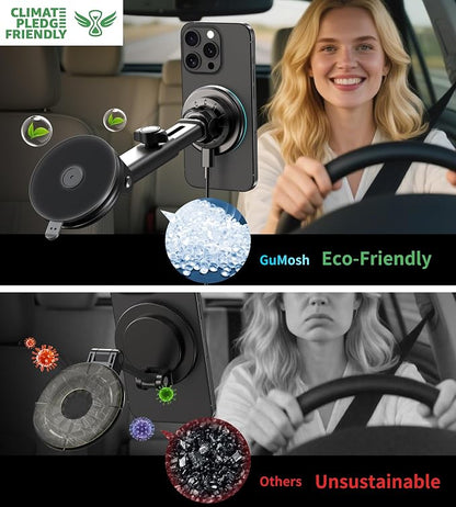 for MagSafe Car Mount Charger Dash/Windshield/Vent Wireless Car Charger with [LED Light], Strong Magnetic Phone Holder for Car for iPhone 17 16 15 14 13 12 Series, Fit MagSafe Accessories