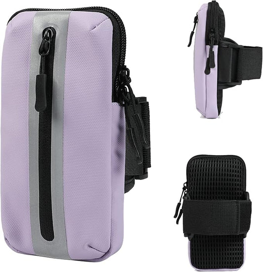 Prime Comfort Running Phone Holder Armband, iPhone Arm Bands for Exercise, Running Arm Bands for Cell Phone, Phone Purse Cell Phone Holder for Walking (Purple)