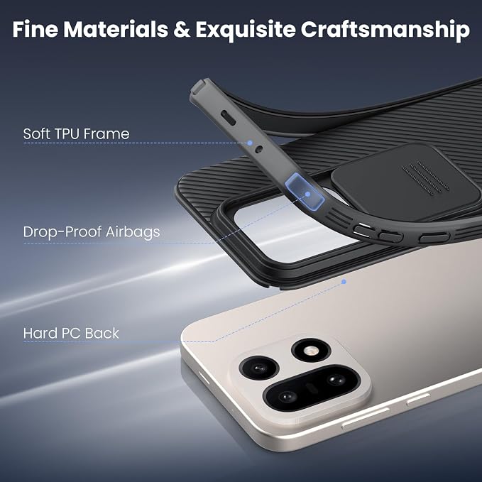 Nillkin for OnePlus 15 Case with Slide Camera Cover, Full Camera Protection, Thin Slim Fit, Shockproof Protective, Camera Lens Protector, Phone Case for OnePlus 15 5G - Black