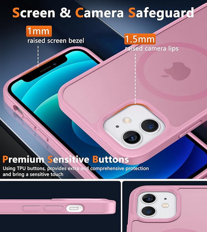 FNTCASE for iPhone 12 Phone Case: for iPhone 12 Pro Magnetic Matte Textured Military Grade Drop Protection Translucent Cell Cover - Slim Durable Shockproof Protective Bumper