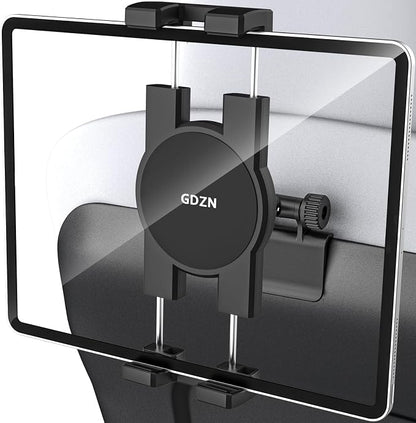 GDZN Tesla Back Seat Tablet Holder, 1-Second Install Seat-Back Wedge Mount for Model 3/Y, Metal Ball Head 360° Rotation iPad Holder for Kids Travel, Fits 4.7-13" iPad Pro/Air/Mini, Galaxy Tab, iPhone
