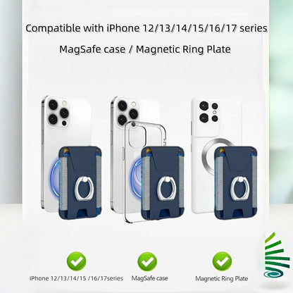 for Magsafe Wallet, Slim Magnetic Card Wallet with Grip, 7 Cards Holder RFID Blocking, Ring Stand Stick on Wallet with Privacy Flap (Deep Blue)