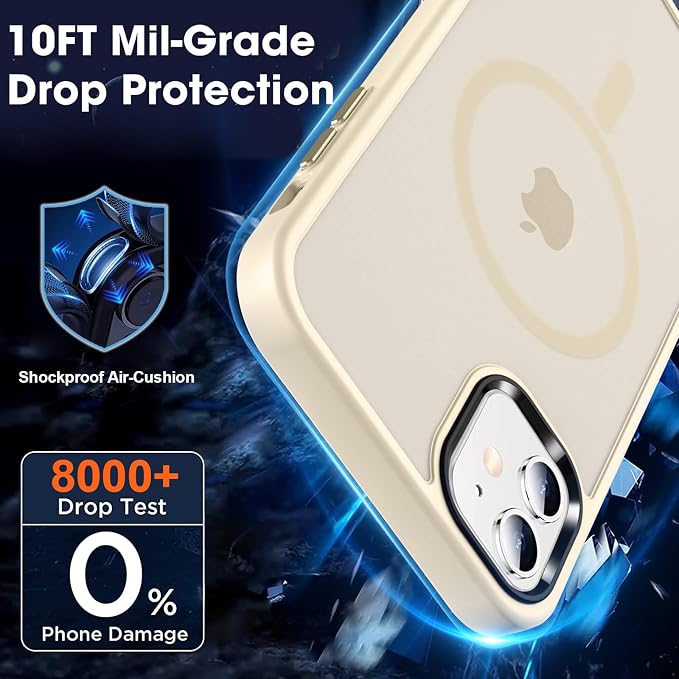 MOCCA Strong Magnetic for iPhone 12 Case/iPhone 12 Pro Case, Compatible with Magsafe, Mil-Grade Drop Protection, Slim Shockproof Translucent Protective Phone Case for iPhone 12/12 Pro, Light Gold