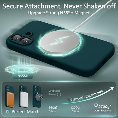 FireNova Magnetic for iPhone 17 Case, Compatible with MagSafe, [Integrated Silicone Camera Control Button] [Camera Protection] Anti-Scratch Microfiber Lining Phone Case, 6.3", Teal