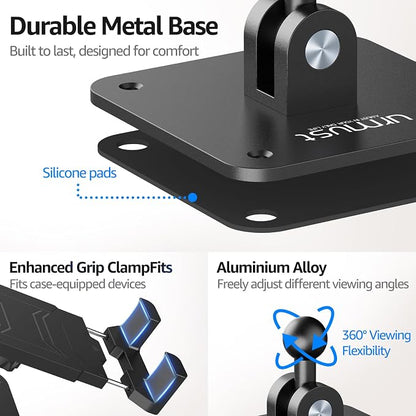 Urmust Universal Tablet Wall Mount Holder, 360 Adjustable, for 4.7-15.6" Devices, iPad, iPhone, Galaxy Tab, Surface Pro, Sturdy Aluminum Wall Phone Holder, for Home, Office & Public Spaces