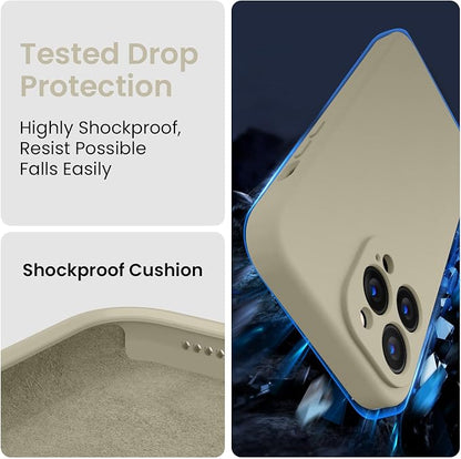 FireNova Designed for iPhone 13 Pro Case, Silicone Upgraded [Camera Protection] Phone Case, Soft Anti-Scratch Microfiber Lining Inside, 6.1 inch, Khaki