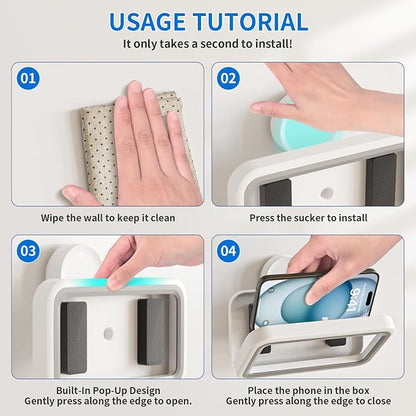 Shower Phone Holder Waterproof-480 Rotation, High Sensitivity Suction Cup Mount for Easy Movement, Phone Stand Case Mount for Bathtub Kitchen Mirror Suitable for All 4-7 inch Phones.
