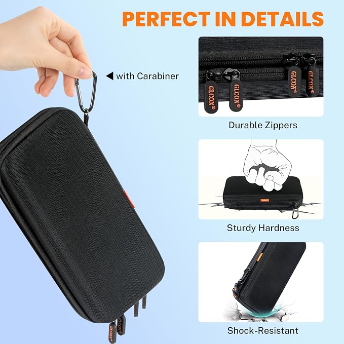 Double-Layer Hard Shell Electronics Organizer Travel Case | Shockproof Hard Shell Carrying Case,Portable Tech Accessories Zipper Bag for Cord, Cable, Charger, Phone, Power Bank & USB
