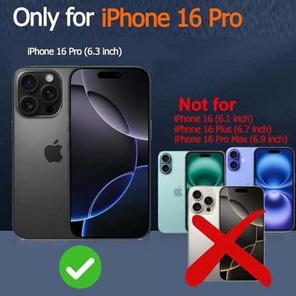 Battery Case for iPhone 16 Pro, 10000mAh Portable Protective Wireless Charging Case, Sync-through Technology, Black
