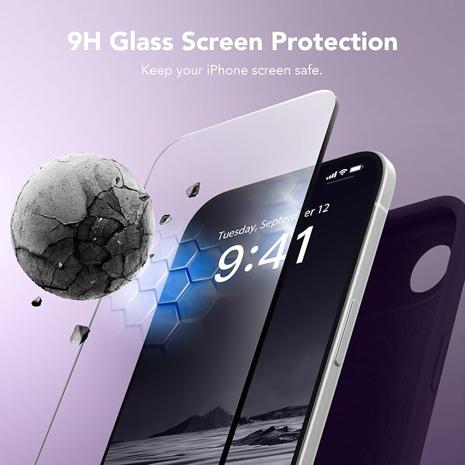 Magnetic for iPhone Air Case, Compatible with MagSafe, [Full Camera Protection][Screen Protector] Silicone Shockproof Protective Phone Case for iPhone 17 Air 6.5", Deep Purple