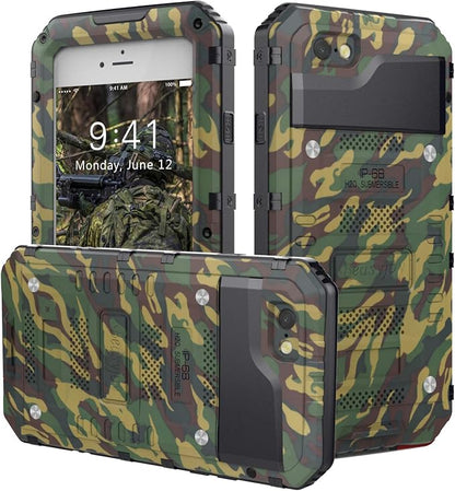 Beasyjoy for iPhone SE 2022/2020, for iPhone 7/8 Case Waterproof, Metal Heavy Duty Case with Screen Protector, Full Body Protective Military Grade Shockproof Dropproof Tough Cover, Camo