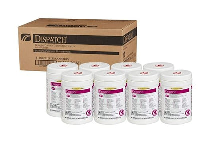 Dispatch Hospital Cleaner Disinfectant Towels with Bleach, 150 Count Canister (Package May Vary)
