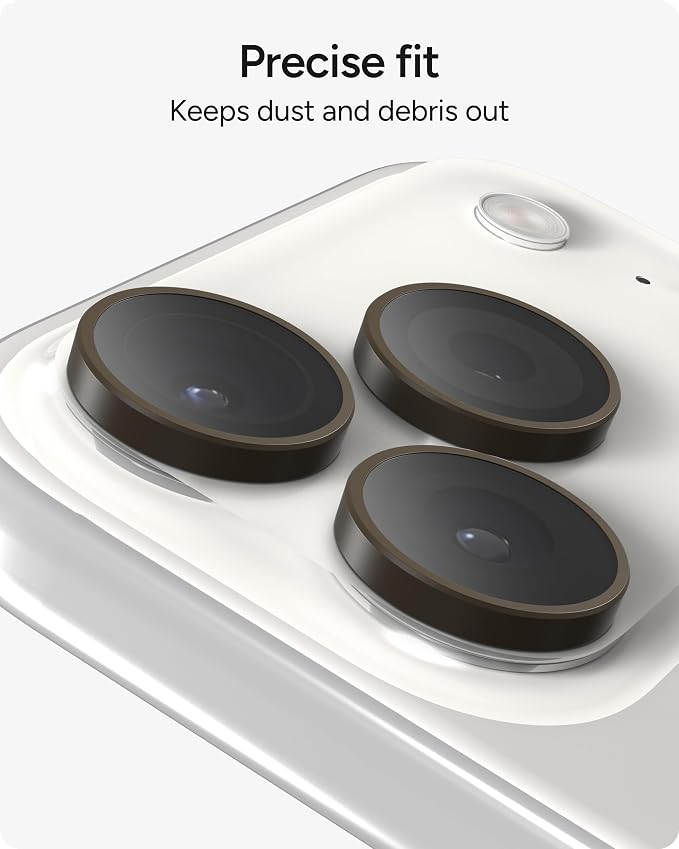 ZAGG iPhone Camera Lens Protector for iPhone 17/16/15 Pro and Pro Max Models - Beige Sandstone, Camera Ring, Maximum Impact & Scratch Protection, Anti-Reflective Technology, Glass Elite