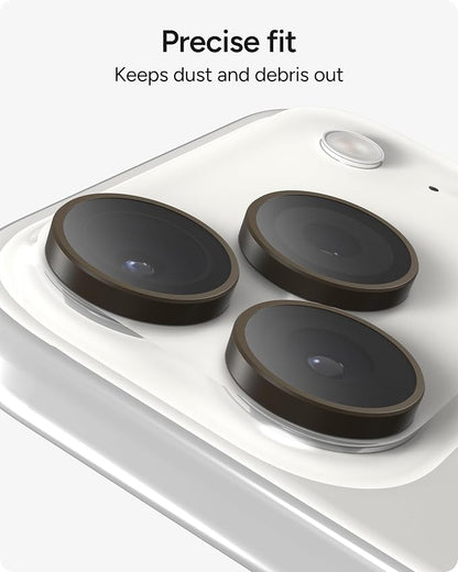 ZAGG iPhone Camera Lens Protector for iPhone 17/16/15 Pro and Pro Max Models - Beige Sandstone, Camera Ring, Maximum Impact & Scratch Protection, Anti-Reflective Technology, Glass Elite