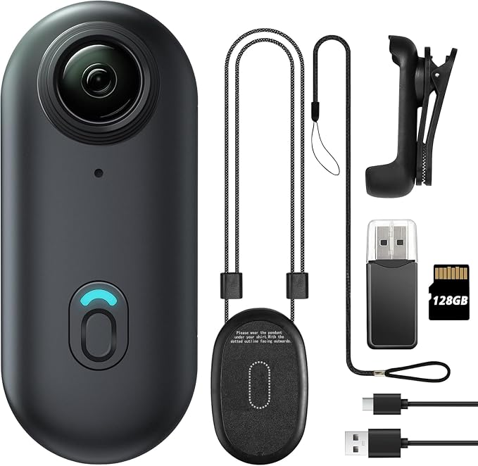 4K 128GB Mini Body Camera, Wearable Action Body Cam, Thumb Size Hands Free Recording Body Worn Camera, Premium Portable Camcorder Mount Anywhere for Pet Walking, Work, Travel (Black)