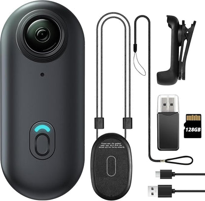 4K 128GB Mini Body Camera, Wearable Action Body Cam, Thumb Size Hands Free Recording Body Worn Camera, Premium Portable Camcorder Mount Anywhere for Pet Walking, Work, Travel (Black)