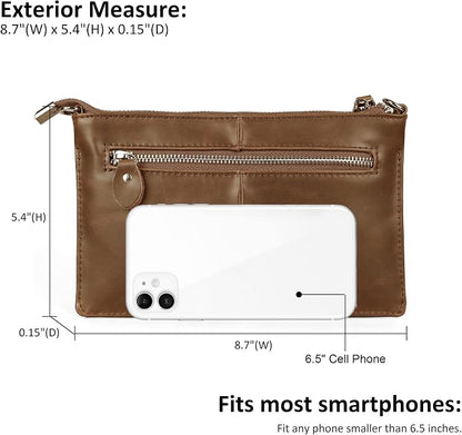befen Genuine Leather Wristlet Clutch Wallet Purses Small Crossbody Bags for Women with RFID Blocking Card Slots