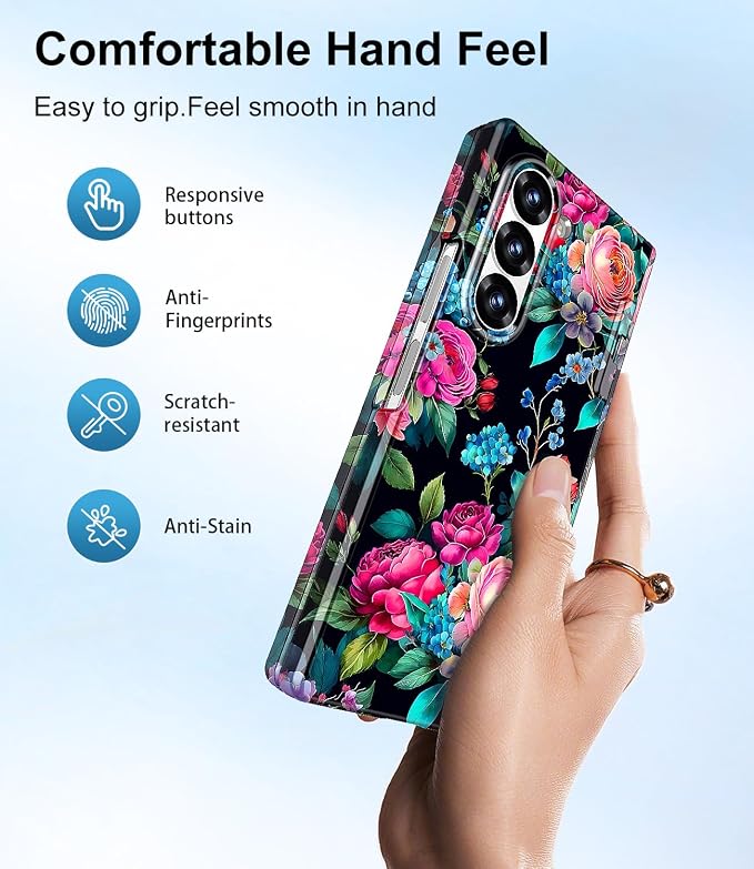 Btscase for Samsung Galaxy Z Fold 6 Case,Built in Front Screen Protector,Gold Glitter Marble Pattern Hard PC Slim Shockproof Full Body Drop Protective Case for Galaxy Z Fold 6 5G, Blackish Green