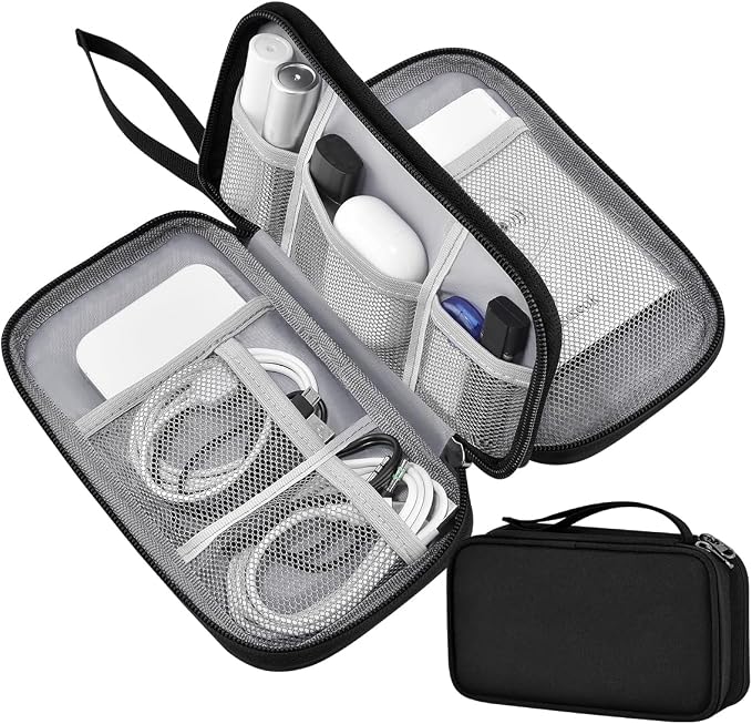 ZINZ Electronic Accessories Organizer, Travel Cable Carry Pouch Storage Bag for Laptop Attachment Cable, Cord, Charger, Earphone etc,Black