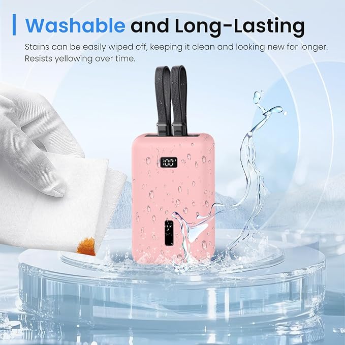 for Anker Zolo Power Bank 2025 Case,Silicone Protective Cover for Anker (20,000mAh 45W/30W) A1689/A1681,Shockproof Bumper with Charge-Through Design,Portable Travel Case,Pink