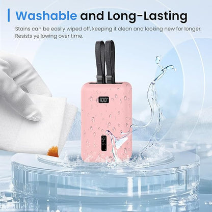 for Anker Zolo Power Bank 2025 Case,Silicone Protective Cover for Anker (20,000mAh 45W/30W) A1689/A1681,Shockproof Bumper with Charge-Through Design,Portable Travel Case,Pink