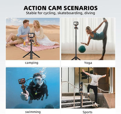 Tripod for Insta360 X5 ACE Pro 2, 21” Selfie Stick Quick Release Extension Rod Mini Table Desk Portable Handle Grip Stand with Cold Shoe for Insta 360 X5 X4 Air, ACE Pro 2 Accessories