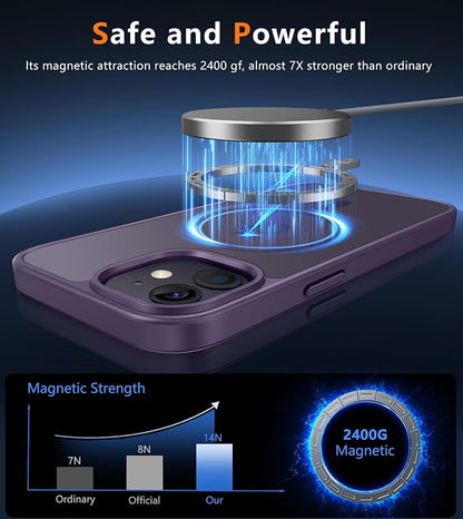 FNTCASE for iPhone 12 Phone Case: for iPhone 12 Pro Magnetic Matte Textured Military Grade Drop Protection Translucent Cell Phone Cover - Slim Durable Shockproof Protective Bumper