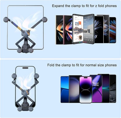 Z Fold 7 6 5 4 3 2 Car Mount Accessories, [2 Forms & Thick Case Friendly] Gravity Cell Phone Holder Mount for Samasung Galaxy Fold 7 6 5 4 3 2 Google Pixel 9 Pro Fold S25 Ultra iPhone 17 16 15