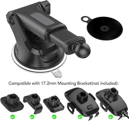 OQTIQ Replacement Suction Cup Mount Part, with Replacement Dashboard Pad Disc, 17.2mm Ball Joint Suction Cup with Adhesive Mounting Disk for Phone Mount Holder, Magnetic Mount, Windshield/GPS