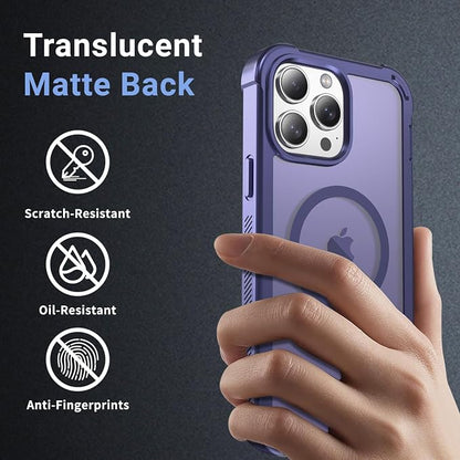 jaroco Magnetic for iPhone 14 Pro case, [Compatible with MagSafe][Military Grade Drop Protection][Heavy Duty Protection][Non-Slip][Shockproof] 2-Layer Durable Bumper Phone Case 6.1''-Dark Purple