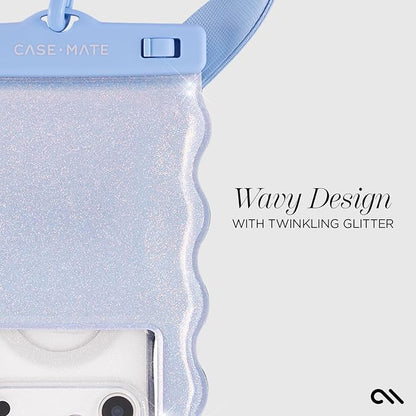 Case-Mate Wavy IP68 Waterproof Phone Pouch - Large Floating Phone Case w/Crossbody Lanyard - Cruise Ship Travel Essentials Compatible w/All Devices - Hidden Pocket for Card/Cash- Mist Twinkle