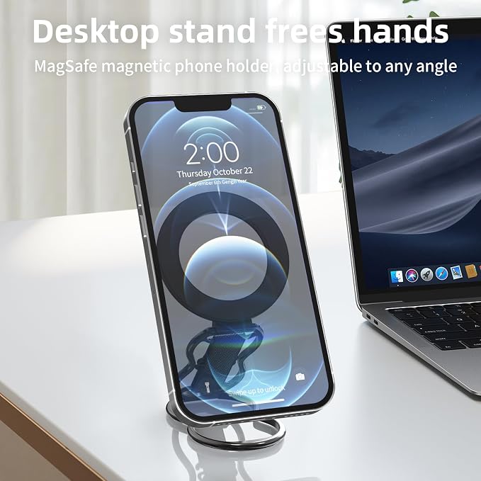 RESPECTED-BRO-Magnetic-Phone-Grip-Stand-with-Finger-Strap, 4-in-1 Magnetic Ring Holder, Kickstand and Elastic Strap for Phones, Universal Fit for iPhone 17/16/15/14/13/12, Android, and Cases (Black)