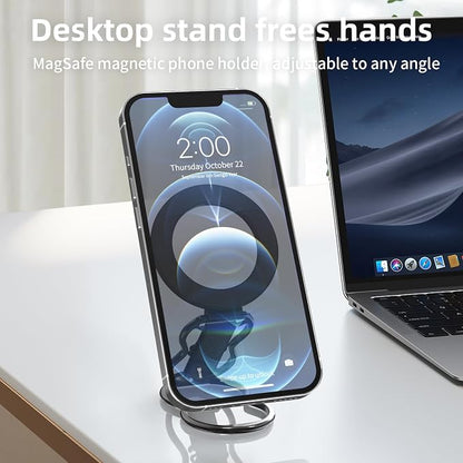 RESPECTED-BRO-Magnetic-Phone-Grip-Stand-with-Finger-Strap, 4-in-1 Magnetic Ring Holder, Kickstand and Elastic Strap for Phones, Universal Fit for iPhone 17/16/15/14/13/12, Android, and Cases (Black)