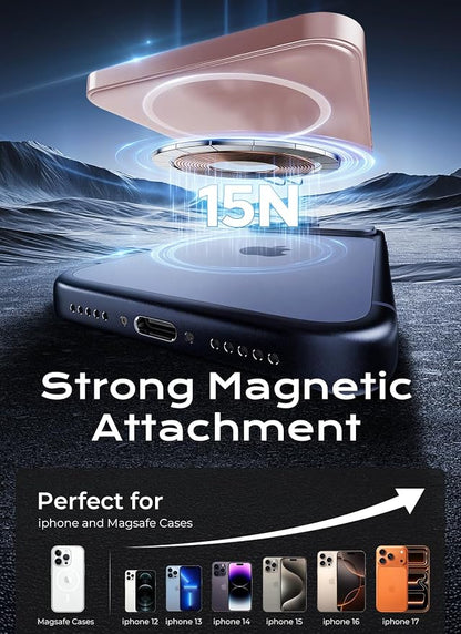 Magnetic Portable Charger, 5000mAh Ultra Slim Power Bank, 15W Fast Charging for Magsafe Battery Pack, Travel Essential Wireless Charger Compatible with iPhone 17/16/15 Series - Rose Gold