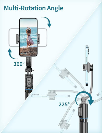 Selfie Stick, 41'' Extendable Phone Tripod Stand with Phone Holder & Detachable Remote, 360° Rotation Selfie Stick Tripod for Cell Phone Compatible with iPhone, Android, Samsung
