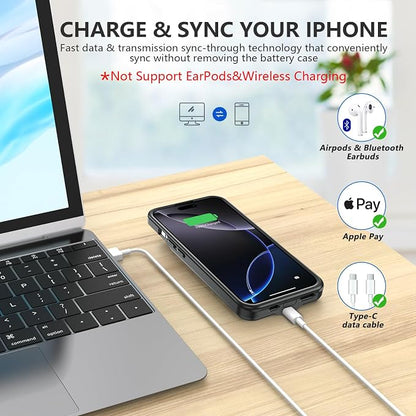 BOPPS Battery Case for iPhone 16 Plus with Stand【Support Carplay】 Slim 8500mAh Portable Rechargeable Strong Protective Extended Charger Cover for iPhone 16 Plus Charging Case-6.7inch Black