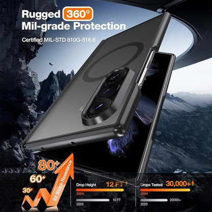 WRJ Magnetic for Samsung Galaxy Z Fold 8 Ultra Case,Black | Fit for Magsafe,Buit-in Screen Protector,Full Hinge Protection,Military Grade Drop Protection,Slim Shockproof Phone Case