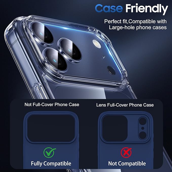 UniqueMe Compatible for 3 Pack iPhone 17 Pro Max Camera Lens Protector - [Drop Protection] Anti Scratch Full-Coverage Camera Cover Screen