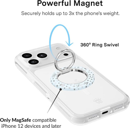 VELVET CAVIAR Compatible with MagSafe Phone Grip 2.0 | Cute Magnetic Ring Holder | Finger Loop Kickstand | Pop On Accessory for iPhone 17, 16, 15, 14, 13, 12 | Lucky Girl Holo