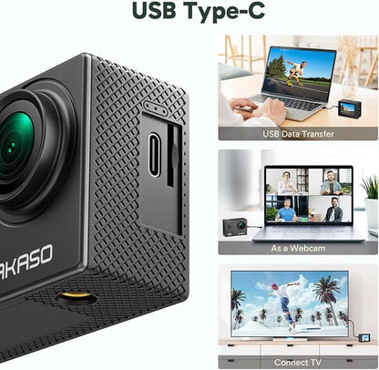 AKASO EK7000 4K30FPS 20MP WiFi Action Camera with EIS Ultra HD 131FT Waterproof Underwater Camera Remote Control 4X Zoom Support External Microphone Black